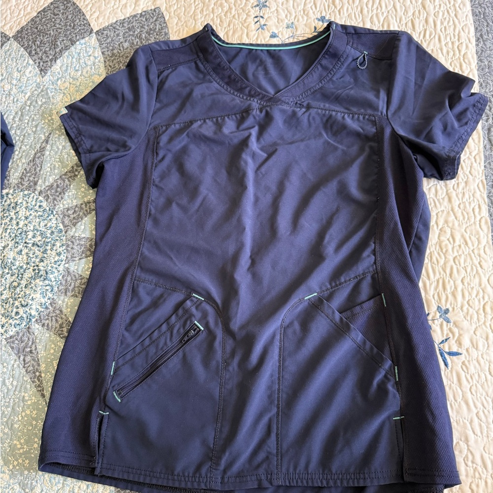 Navy Blue Short Sleeve Scrubs